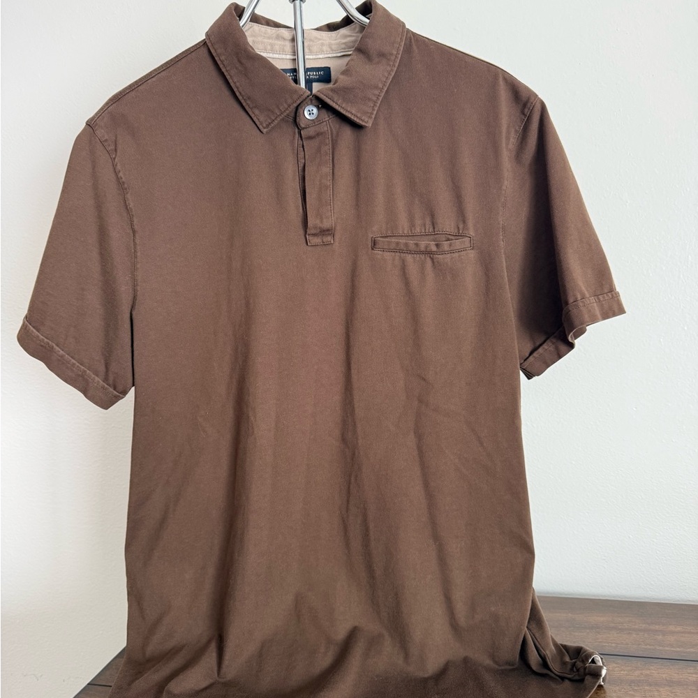 Banana Republic Mens M Fitted Pima Cotton Polo Chocolate Brown